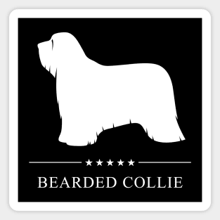 Bearded Collie Dog White Silhouette Magnet